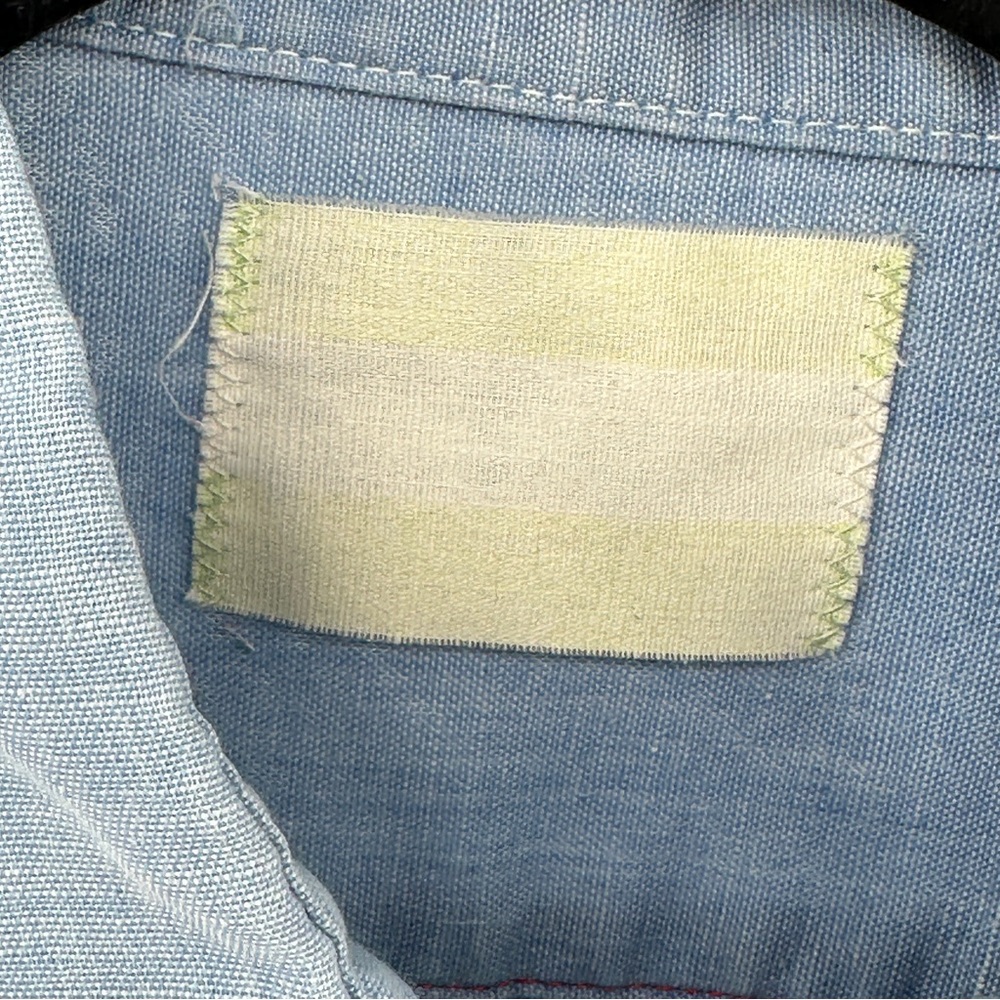 Vintage Blue Shirt with Colorful Patch Pockets Red Rick Rack Quilt‎ - Picture 3 of 9